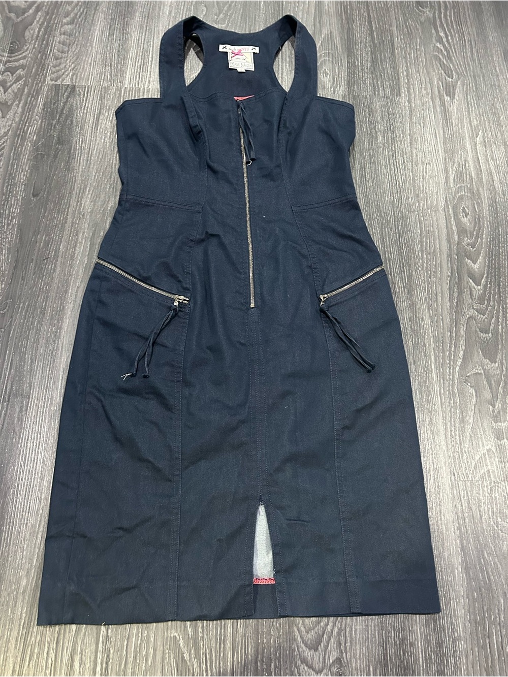 Yoana Baraschi Navy Zip-Front Racerback Dress Size 2